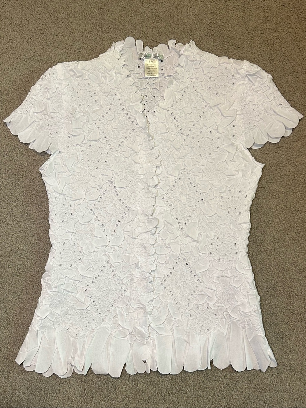 Alison Sheri White Scrunchy Blouse